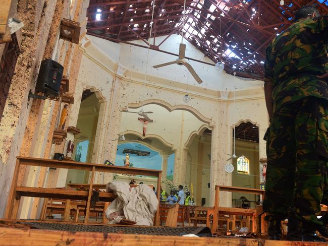 A suspected nine bombers attacked high-profile targets including St Sebastian’s Church in Negombo, pictured, and several luxury hotels. Picture: Ishara S. Kodikara / AFP 