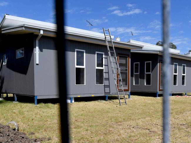 Controversial portable public housing units going in to Brighton East site.on March 21, 2018.