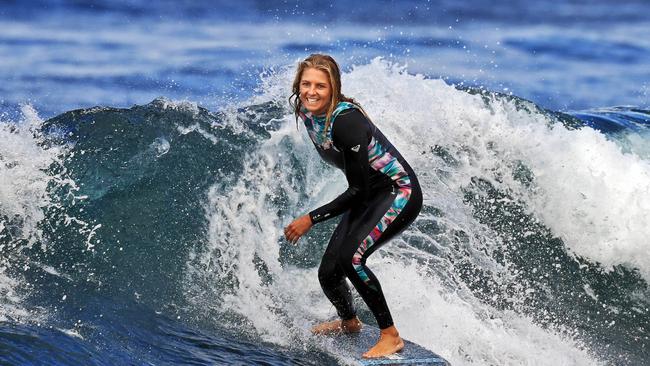 Aussie surfer Stephanie Gilmore during a lay-day at the Rip Curl pro at Bells Beach. The Rip Curl brand is enjoying a sales rebound as the easing of pandemic restrictions encourages travel, tourism and surfing. Aaron Francis/The Australian