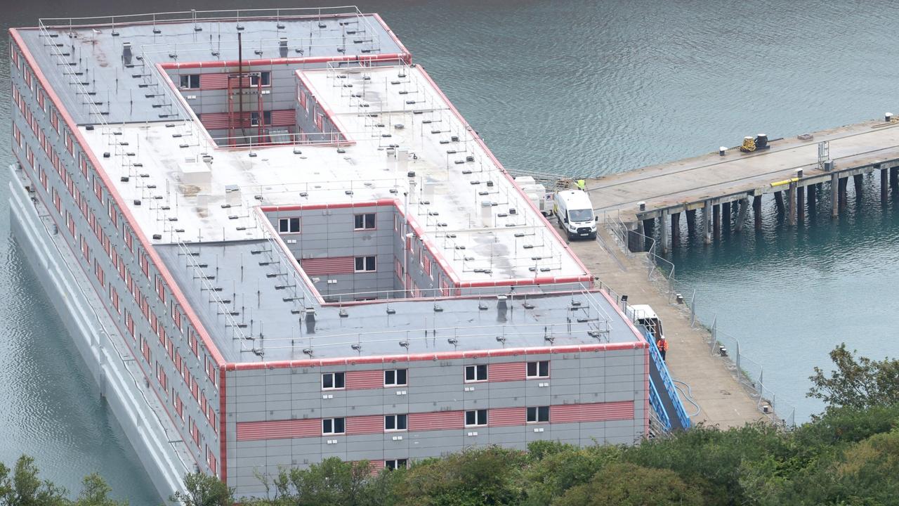 A general view of the Bibby Stockholm immigration barge on August 8, 2023 in Portland, England. Picture: Dan Kitwood/Getty Images