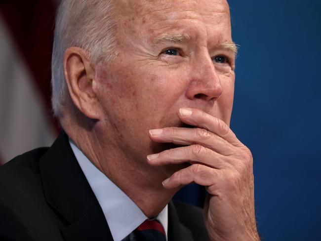 WASHINGTON, DC – AUGUST 30: U.S. President Joe Biden meets virtually with FEMA Administrator Deanne Criswell and governors and mayors from states and cities impacted by Hurricane Ida in the South Court Auditorium in the Eisenhower Executive Office Building on August 30, 2021 in Washington, DC. The Category 4 hurricane made landfall in Louisiana on Sunday causing flooding and a widespread power outage. Ida continues to move northeast as a tropical storm, dumping rain across Mississippi and other southern states. Chip Somodevilla/Getty Images/AFP == FOR NEWSPAPERS, INTERNET, TELCOS &amp; TELEVISION USE ONLY ==