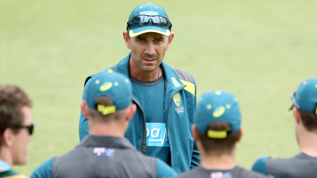 Australian cricket coach Justin Langer is seen during a training session at the WACA in Perth.