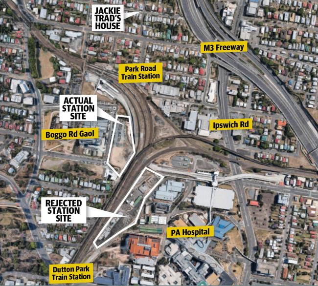 Jackie Trad’s house and the different Cross River Rail station sites