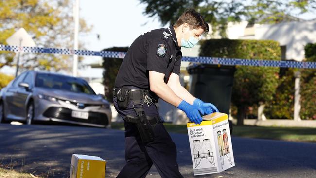 Police have set up a crime scene outside the home of former Wallabies player Toutai Kefu. Picture: NCA NewsWire/Tertius Pickard