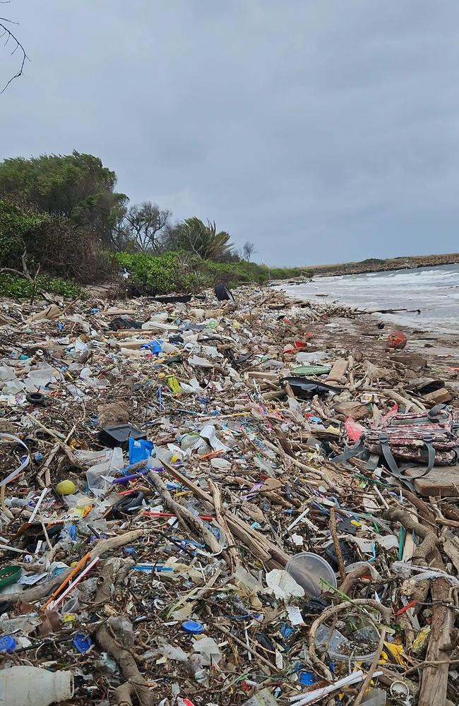 Locals across multiple Sydney suburbs have been met with confronting scenes, after mega storms flooded waterways with tonnes of rubbish waste. Picture: Facebook / Karen Khoori