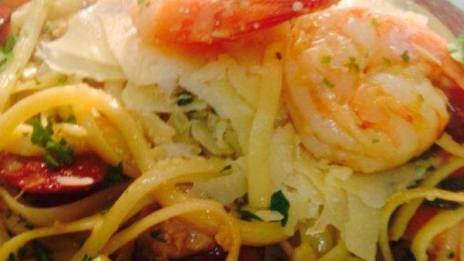 Burleigh Surf Club serves a fancy prawn and scallop linguine.