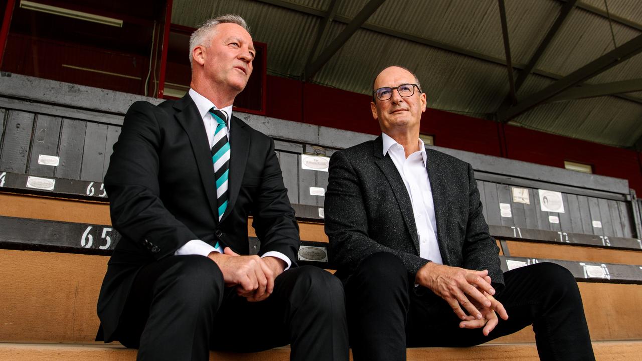 Port Adelaide CEO Matthew Richardson and Chairman David Koch at Alberton Oval. Picture: Morgan Sette