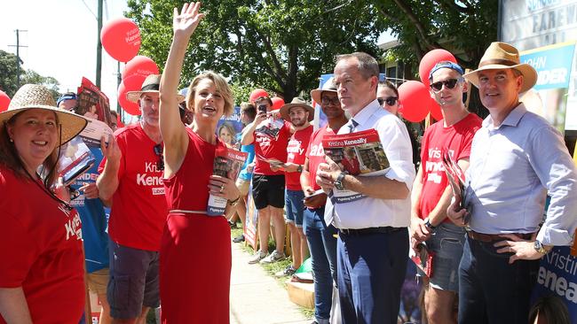 Kristina Keneally and Bill Shorten at Ryde East Public School. Picture: Annika Enderborg