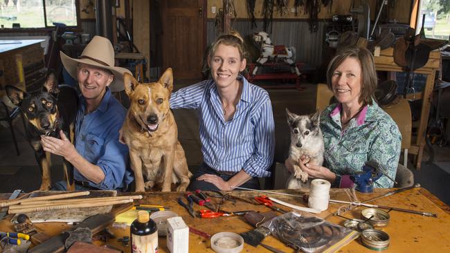 Teamwork: George, Sarah and Sharron with Maggie, Lucy and Dooley. Picture: Zoe Phillips