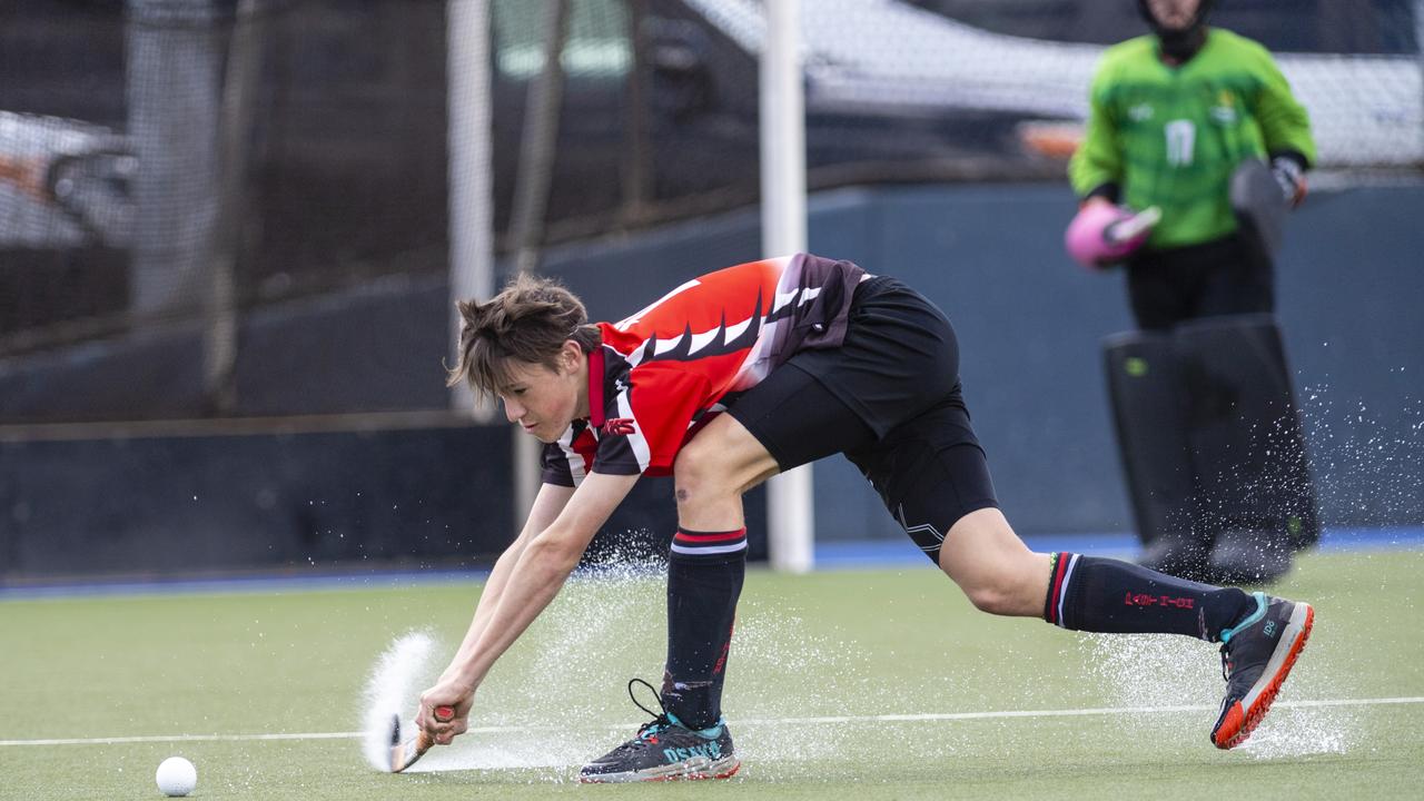 Jackson Smiddy of Past High against Rangeville in J1 boys grand final hockey at Clyde Park, Saturday, September 10, 2022. Picture: Kevin Farmer