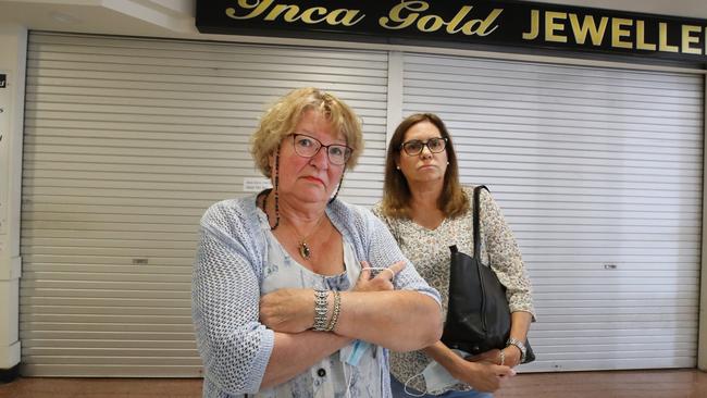 Margaretha Dudok and Monica Griffiths outside of Inca Gold Jewellers at Helensvale Plaza. Picture Glenn Hampson