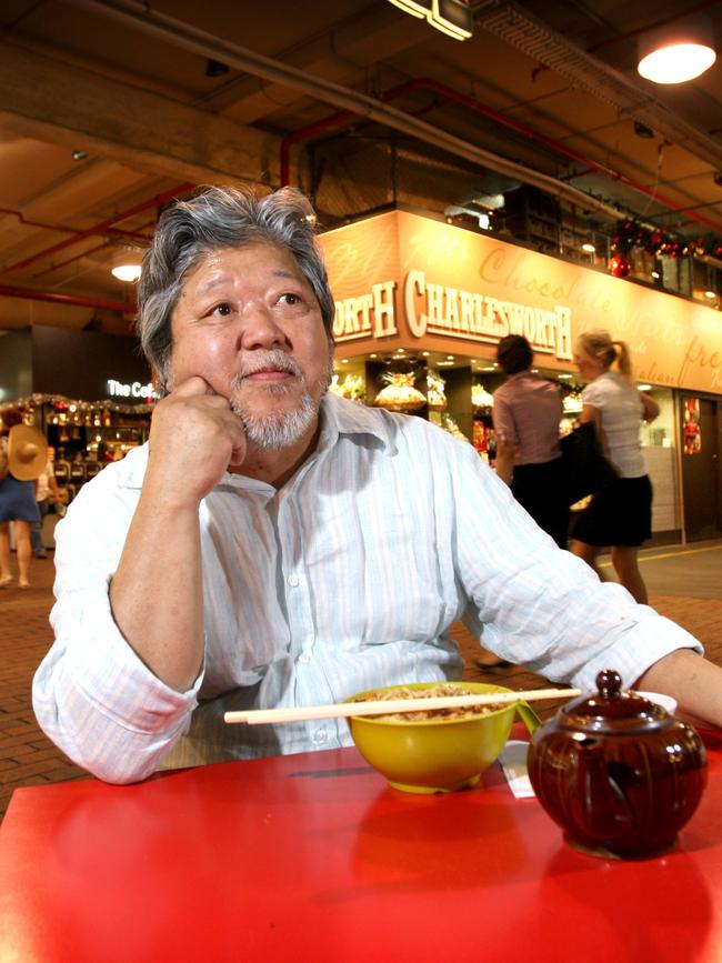 Cheong Liew eating his favourite laksa at Asian Gourmet.