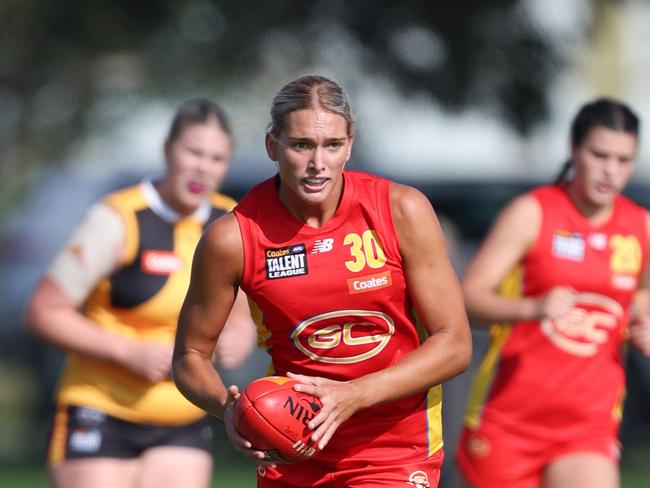 Havana Harris of the Gold Coast Suns U18 women's academy in action during the 2024 Coates Talent League. Picture: Rob Lawson/AFL Photos.