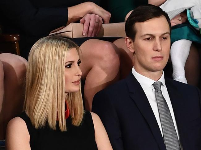 Jared Kushner with wife Ivanka Trump. Picture: AFP