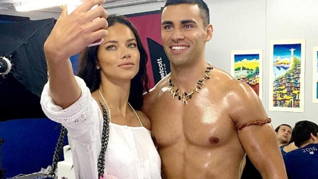 Pita Taufatofua with international supermodel Adriana Lima.