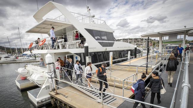 Derwent Ferry arrives at Bellerive from Hobart. Picture: Chris Kidd