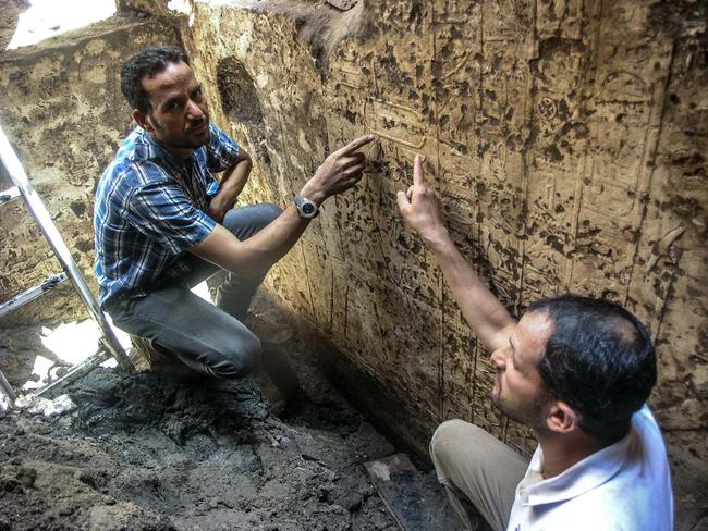 Identification ... Archaeologists point to a cartouche, or royal mark, declaring the chapel as belonging to Mentuhotep II. Picture: Luxor Times.