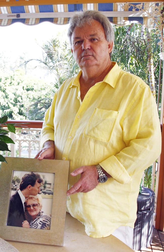 Peter Foster at his mother’s funeral yesterday. Picture: Tertius Pickard.