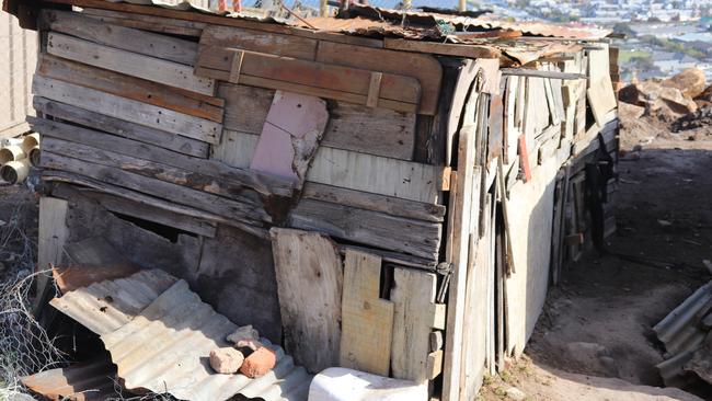 A shanty house in South Africa's Knysna township.