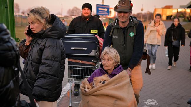 Ukrainians pass through Medyka border crossing on their journey to safety in Poland. Picture: Getty Images