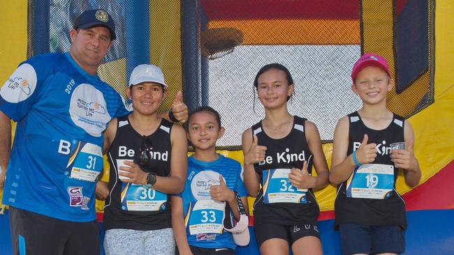 Wayne, Maria, Taylah, Ashlee, Zeke Pakoski all from Marian blazed along the track for the 5km Run for MI Life. October 17, 2021 Picture: Marty Strecker