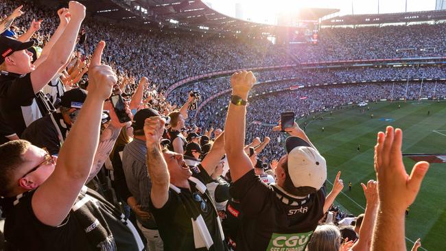 MELBOURNE , AUSTRALIA. September 30, 2023. AFL Grand Final between Collingwood and the Brisbane Lions at the MCG. Kiss performs on stage. Picture by Jason Edwards