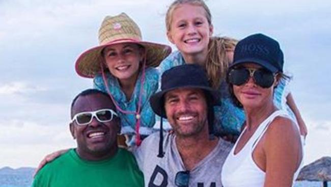 Pete Evans with his daughters Chilli and Indii, and his wife Nicola Robinson.