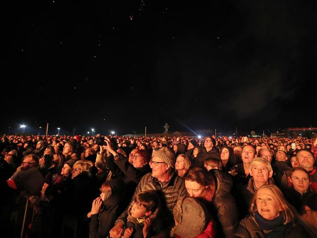 Thousands watching at the Ogoh Ogoh burning at Macquarie Point. Picture: LUKE BOWDEN