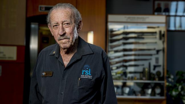 Brian Baker is patron of Southport RSL memorial club and past president of both memorial club and the sub-branch. Picture: Jerad Williams.