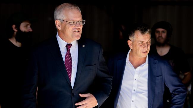 Prime Minister Scott Morrison in the seat of Gilmore. Picture: Jason Edwards