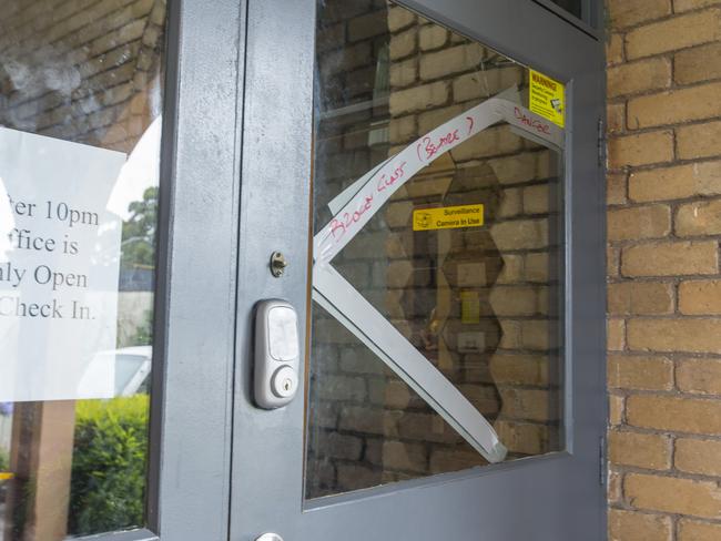 Guests are greeted with a cracked-glass reception door. Picture: Valeriu Campan