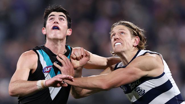 Port Adelaide ruckman Dante Visentini will miss Sunday’s game. Picture: Mark Stewart