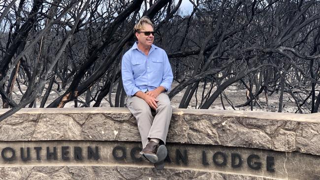 James Baillie at the site after the devastating blaze.