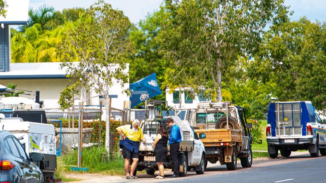 Worksafe NT and the police investigate an incident at a worksite in Bayview. Picture: Che Chorley