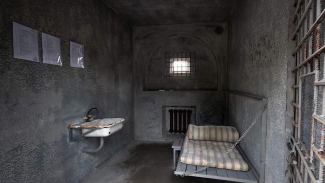 This photograph taken on June 11, 2023 shows a life-size replica of the cell in which Kremlin critic Alexei Navalny is imprisoned, installed on the Place des Nations in Geneva. Picture: Fabrice Coffrini / AFP