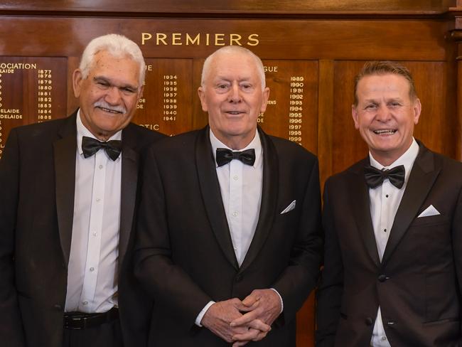 South Australian Football Hall of Fame inductees L/R Sonny Morey, Daryl Hicks and  Nick Chigwidden.Picture SANFL / Roy Vandervegt