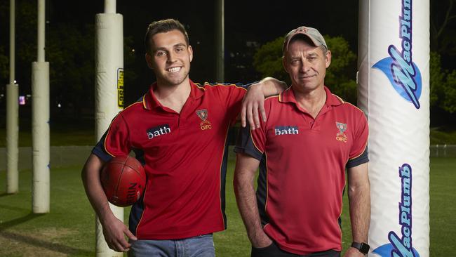 Old Ignatians player Sam Boots alongside coach and dad, Damian Boots, are aiming for success in this Saturday’s division two grand final. Picture: Matt Loxton