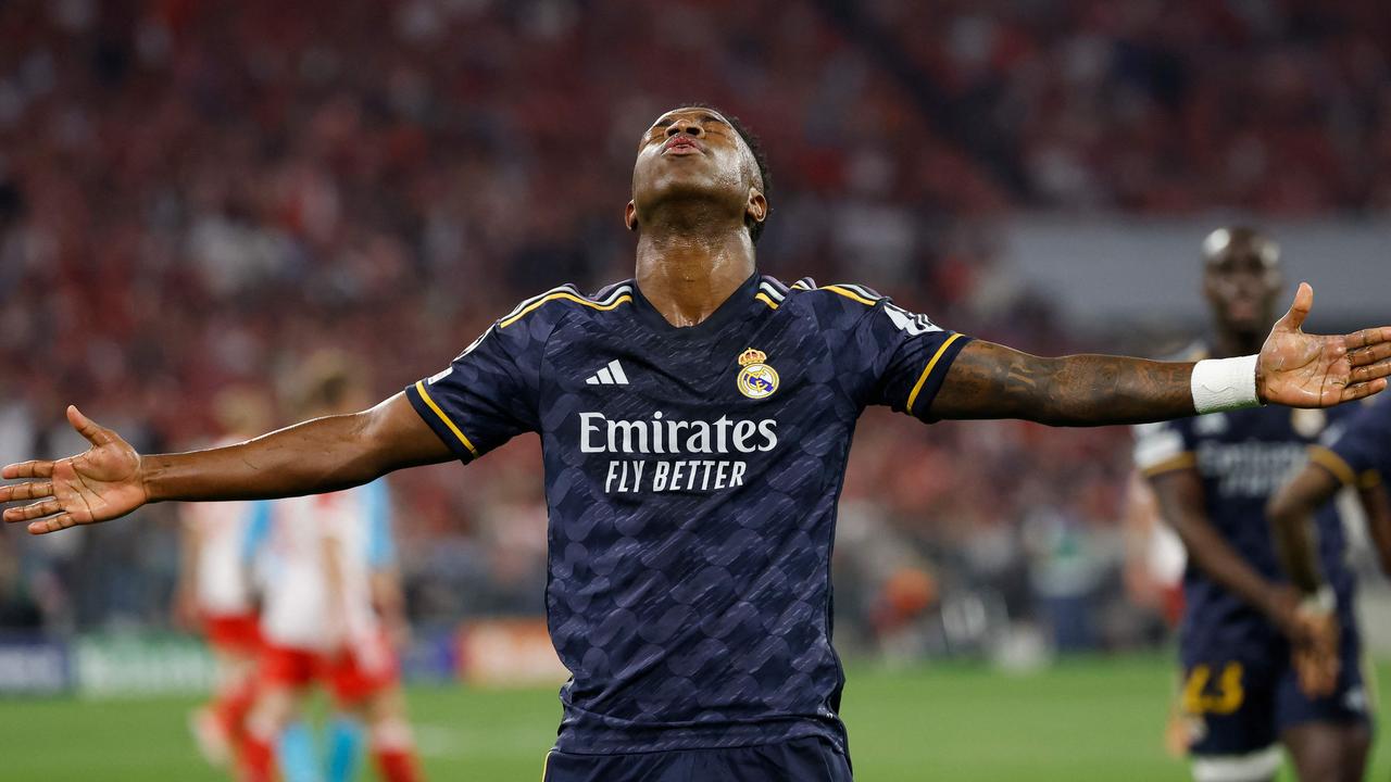 Vinicius Jr’s two goals ensured Real Madrid remained level in the tie against Bayern Munich. (Photo by Michaela STACHE / AFP)