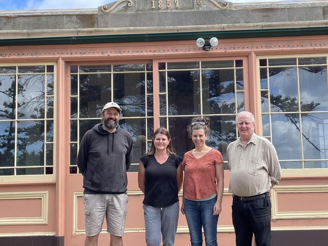 NatureWest volunteers David Tsardakis, Kellie Jackson, Susie Inglis, Bruce Boddington outside the Point Cook homestead.