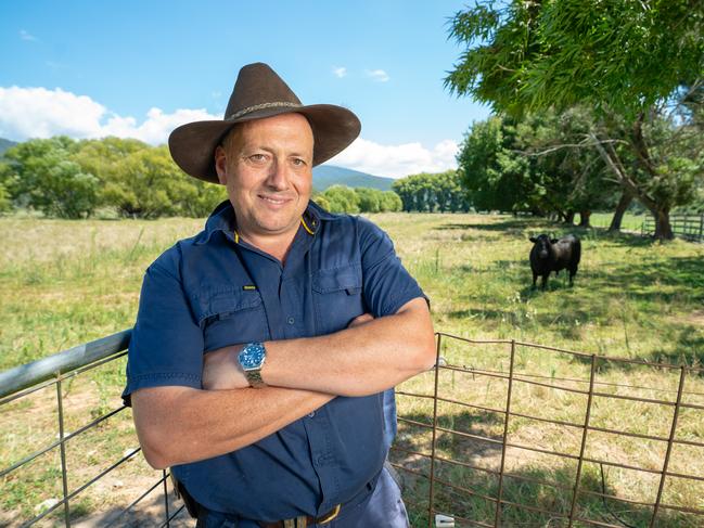 Joe Fedele runs Three Rivers Angus. Pictured on his Eskdale property in the Mitta valley. Picture: Simon Dallinger