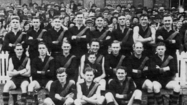 1937 Richmong Tigers: Reg Henderson, (back row second from left), Jack 'Captain Blood' Dyer (back row second from right), and Jack ‘Skinny' Titus (third from left in centre row).