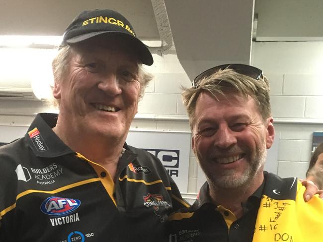 Ian Owen and Mark Wheeler after the club’s 2018 premiership.