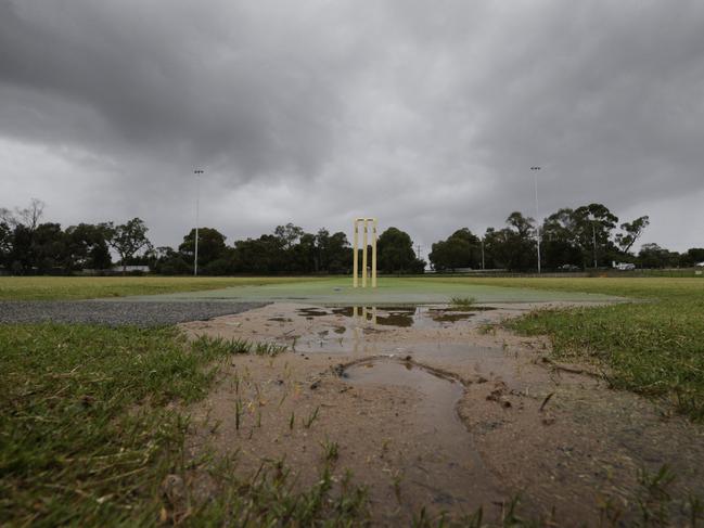 MPCA Sub District Cricket Grand Final: Rosebud v Frankston YCW interrupted by rain and wet weather. Picture: Valeriu Campan