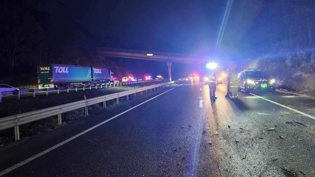 Six people, including one pre-teen boy, were taken to hospital after five separate crashes on the Bruce Hwy at Tanawha on Sunday night, July 2. Photos: Contributed