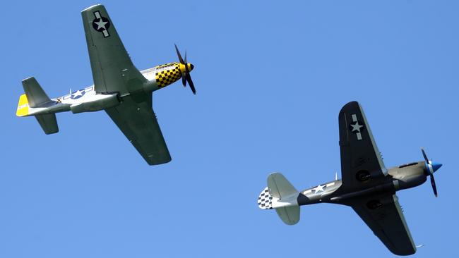 P-51D Mustang and P-40 Kittyhawk at day three of the Pacific Airshow, 20 August 2023. Picture: Richard Gosling