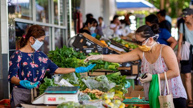 Rapid Creek Markets shoppers were much fewer and farther between this Sunday than on a typical weekend, with some stall vendors claiming the markets were down 80 per cent on their usual income. Picture: Che Chorley