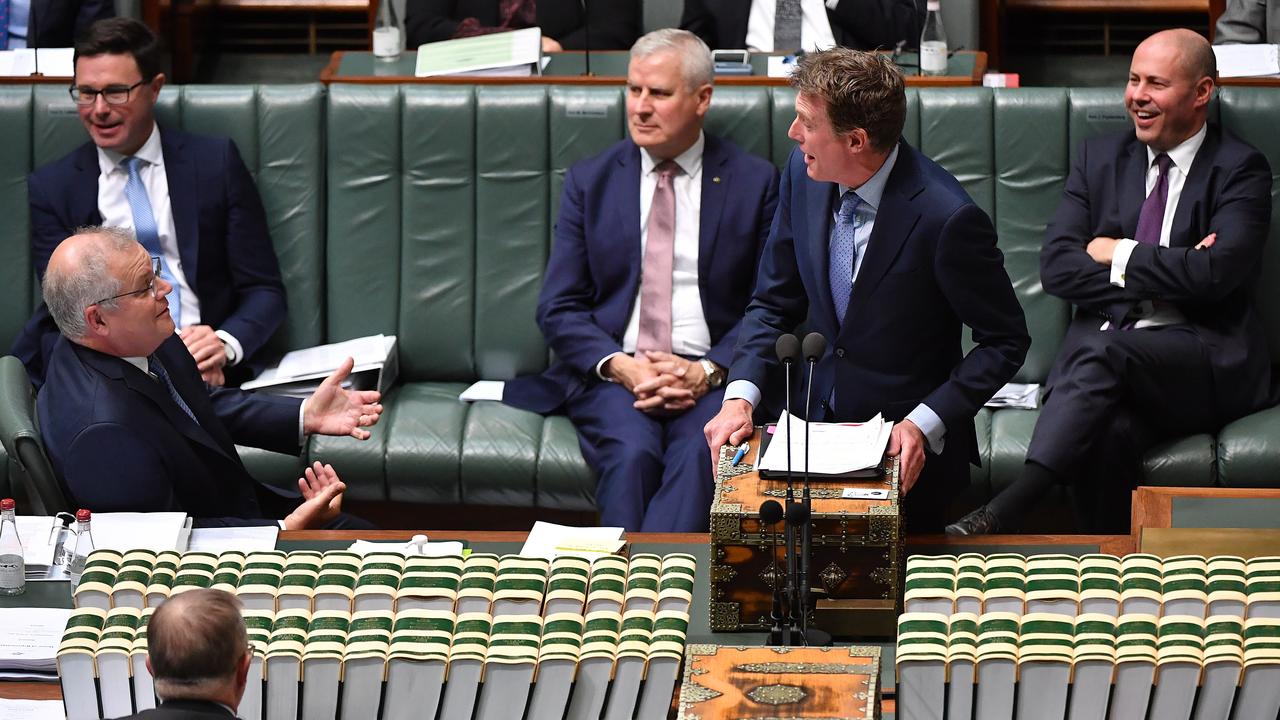 Mr Porter with the Prime Minister Scott Morrison in Question Time at Parliament House today. Picture: Sam Mooy/Getty Images