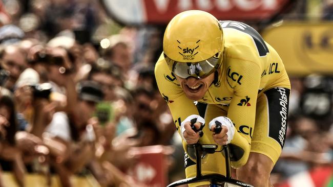 Geraint Thomas on his way to defending the yellow jersey at the Tour de France. Picture: Philippe Lopez (AFP).