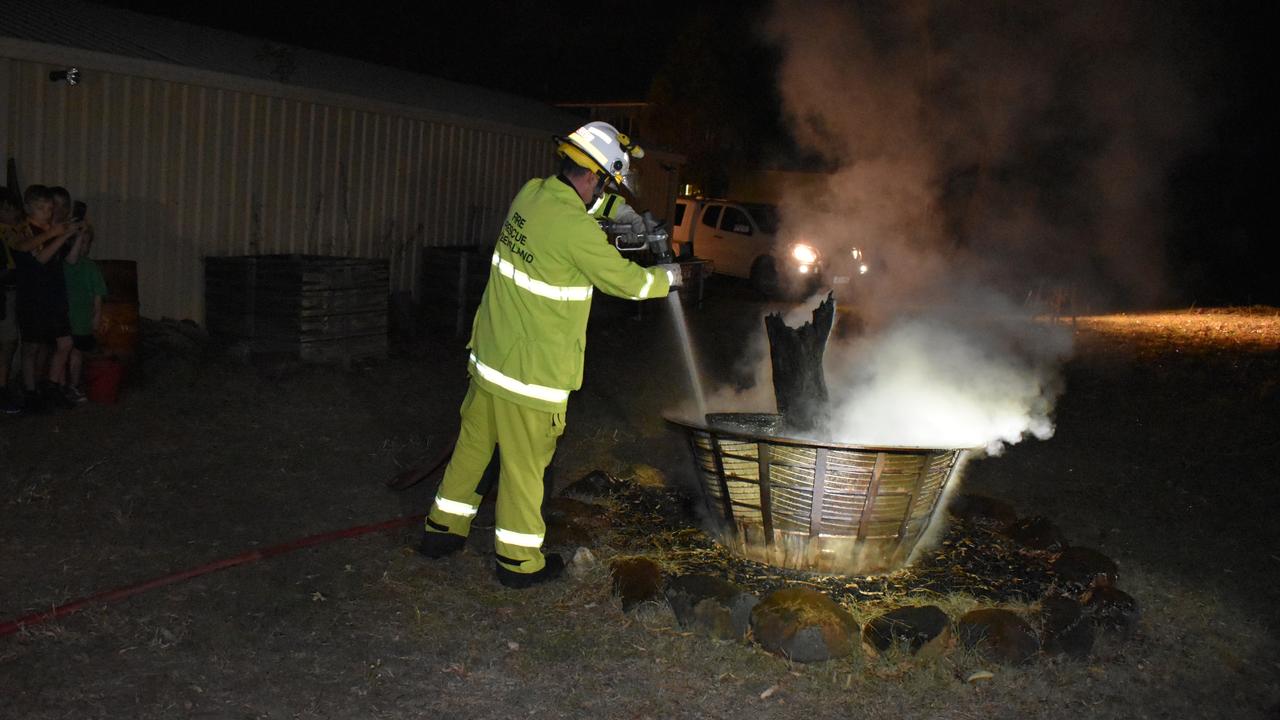 Rockhampton police officers and fire crews visited the Mount Archer Scout Group on Wednesday March 3, 2021. Photos: Vanessa Jarrett