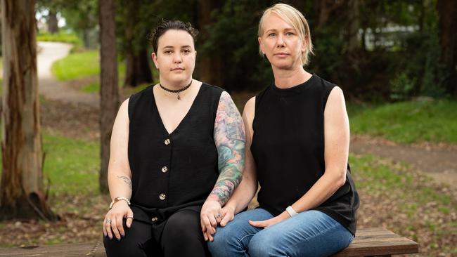 Survivors Molly-Kate Wilson and Emma Collins are speaking out to help other victims. Picture: Julian Andrews